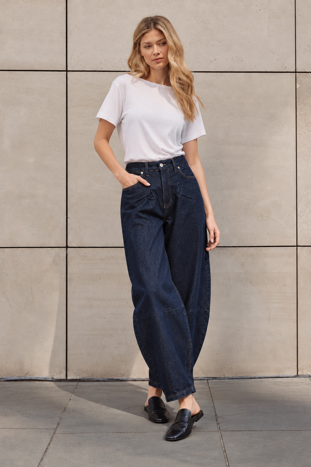 Mavi Balon Kesim Denim Pantolon-ORN-JNS-002