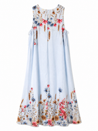 Floral Çiçek Desenli 2’li Elbise Takım-Mavi