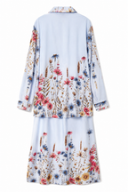 Floral Çiçek Desenli 2’li Elbise Takım-Mavi