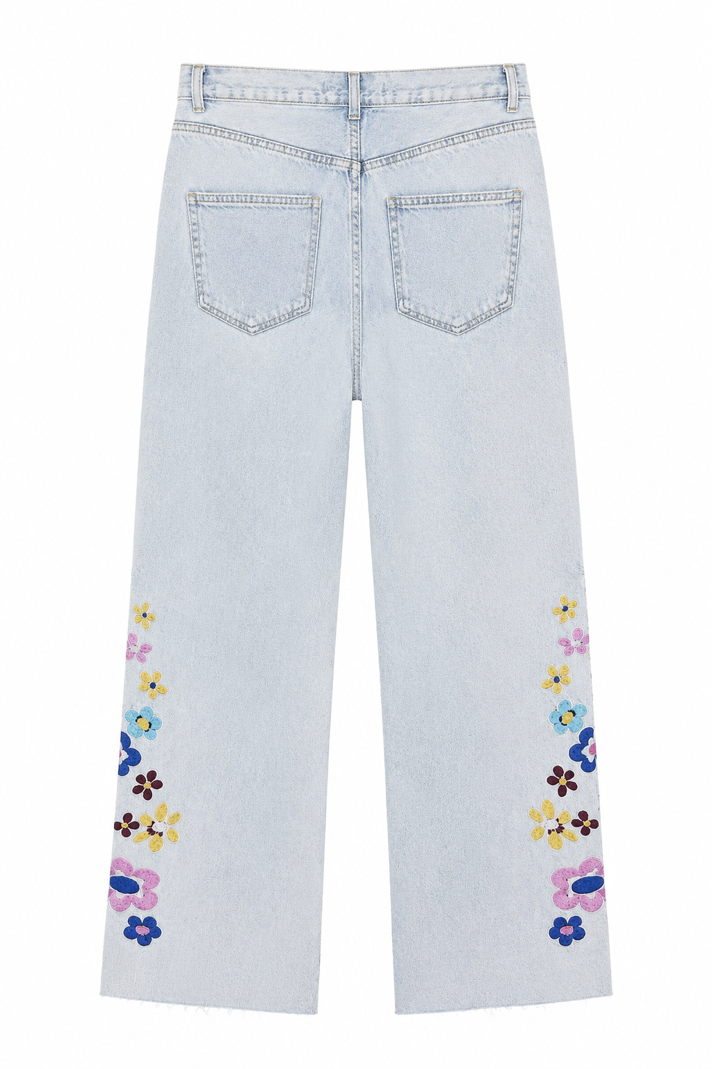 Çiçek Nakışlı Straight Jean 33281