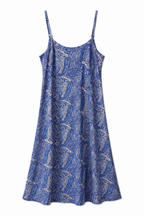 Azure Paisley Askılı Midi Elbise – Saks Mavi