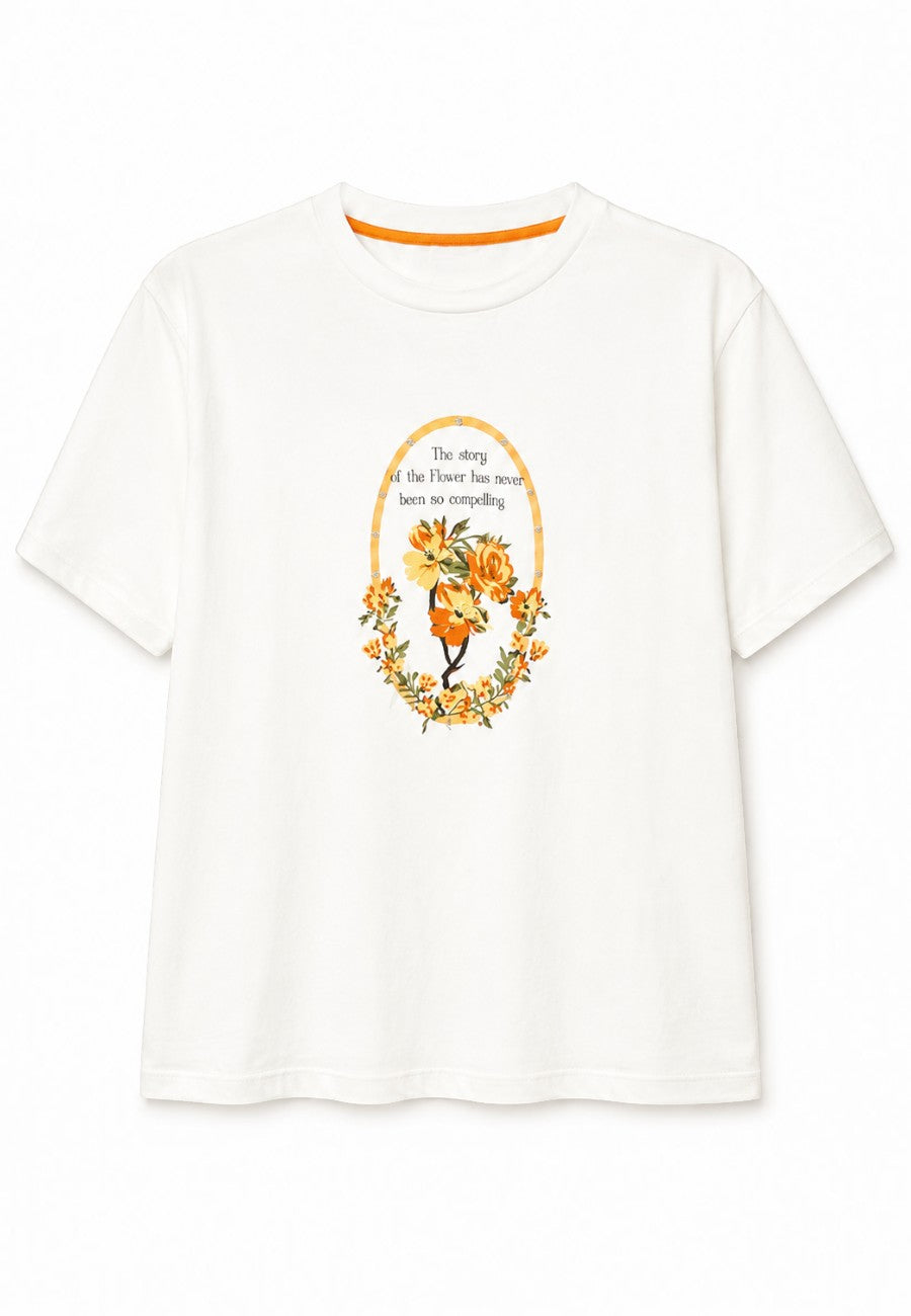 Flower Story Vatkalı Oversize Tişört-OR2202