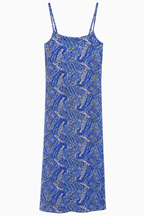 Azure Paisley Askılı Midi Elbise – Saks Mavi