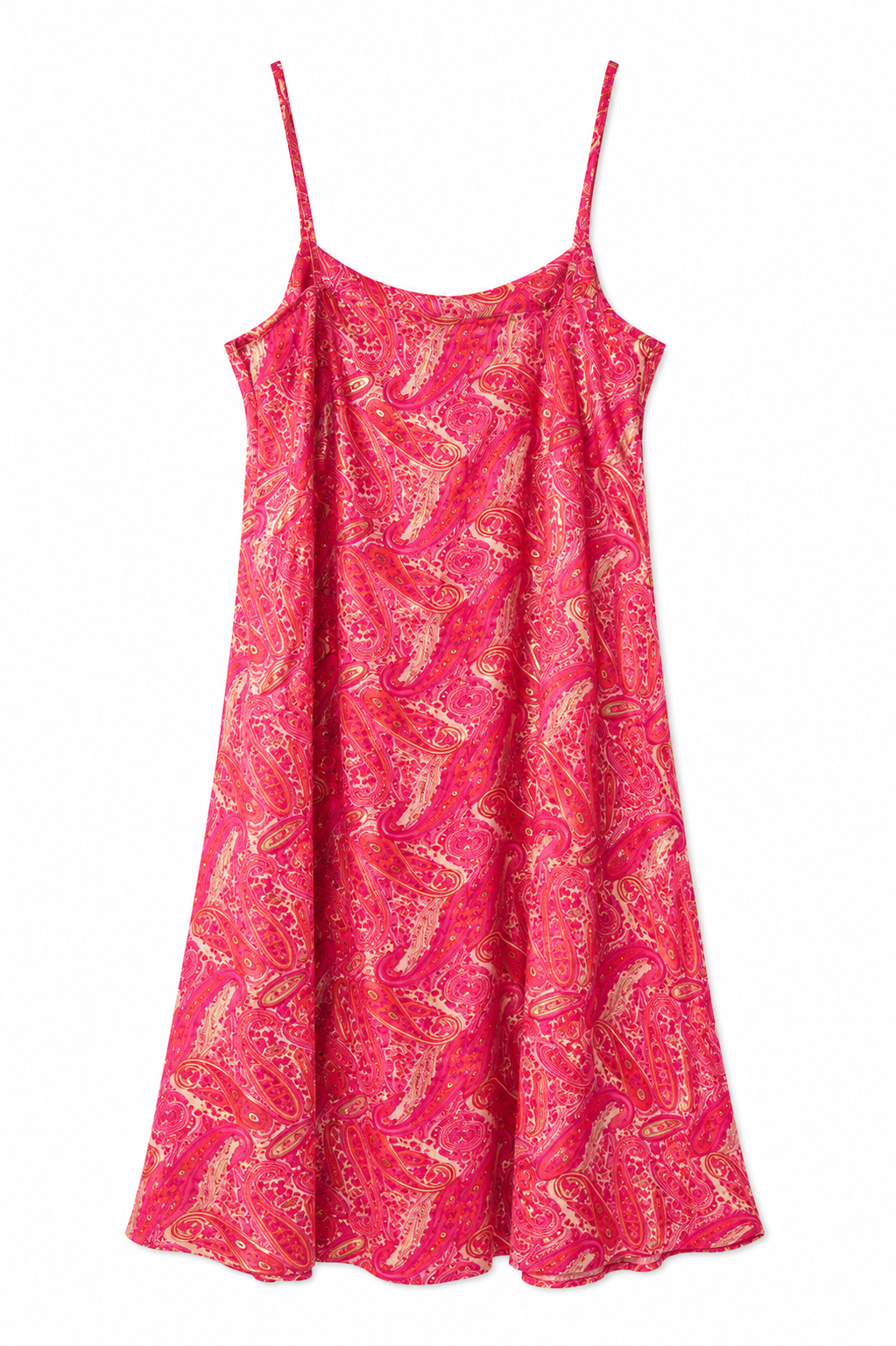 Coral Paisley Askılı Midi Elbise