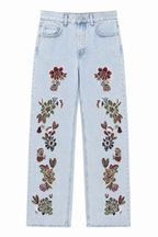 Botanik Nakışlı Straight Jean 3865