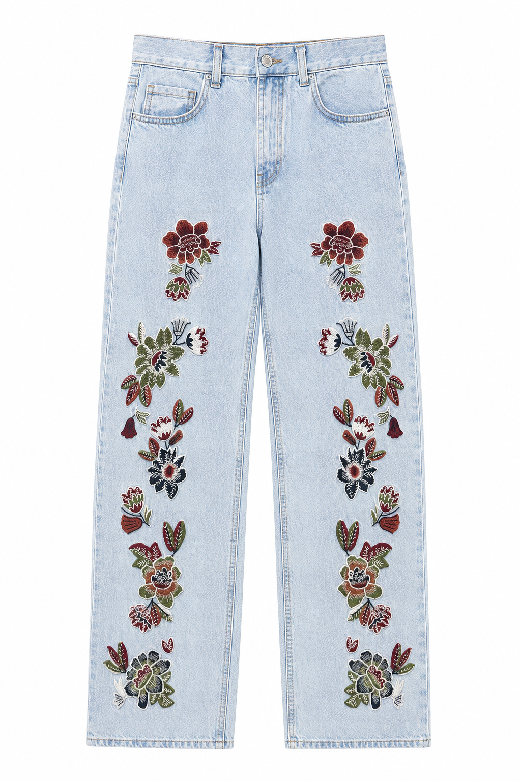 Botanik Nakışlı Straight Jean 3865
