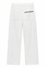 Çiçek Buketi Nakışlı Straight Jean