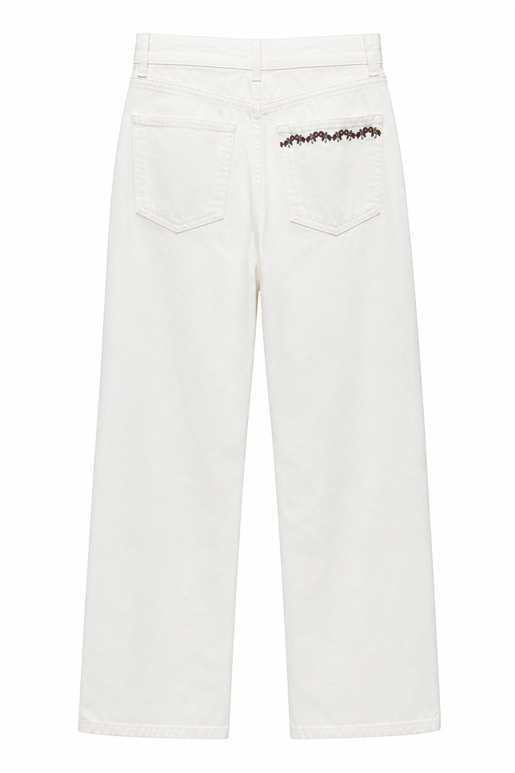 Çiçek Buketi Nakışlı Straight Jean