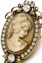 Vintage Cameo Taşlı Broş-BRS3191