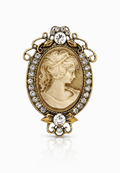 Vintage Cameo Taşlı Broş-BRS3191