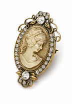Vintage Cameo Taşlı Broş-BRS3191