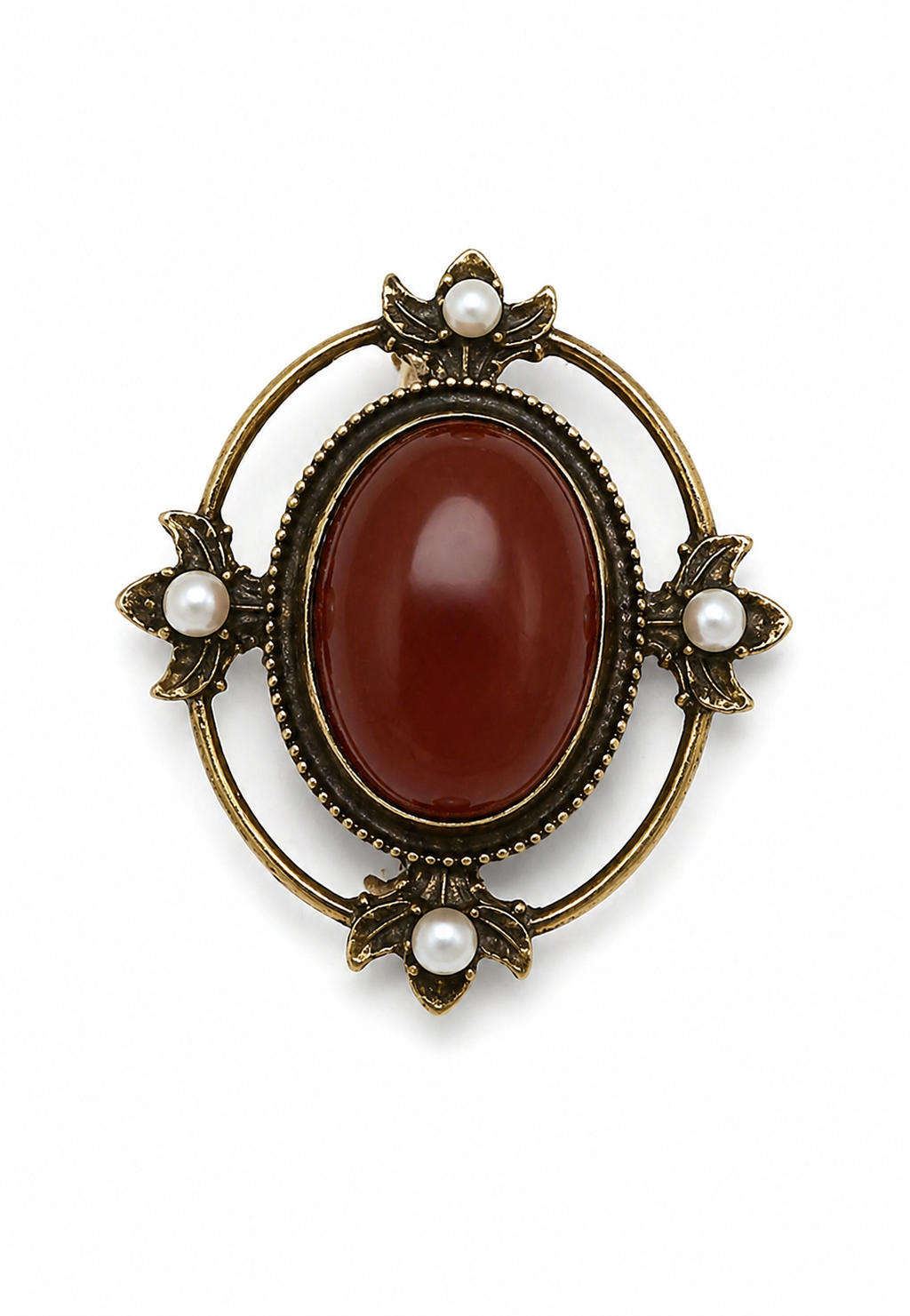 Vintage Bordo Taşlı İnci Detay Broş
-BRS3202