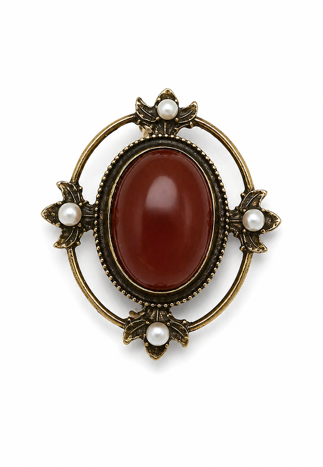 Vintage Bordo Taşlı İnci Detay Broş
-BRS3202