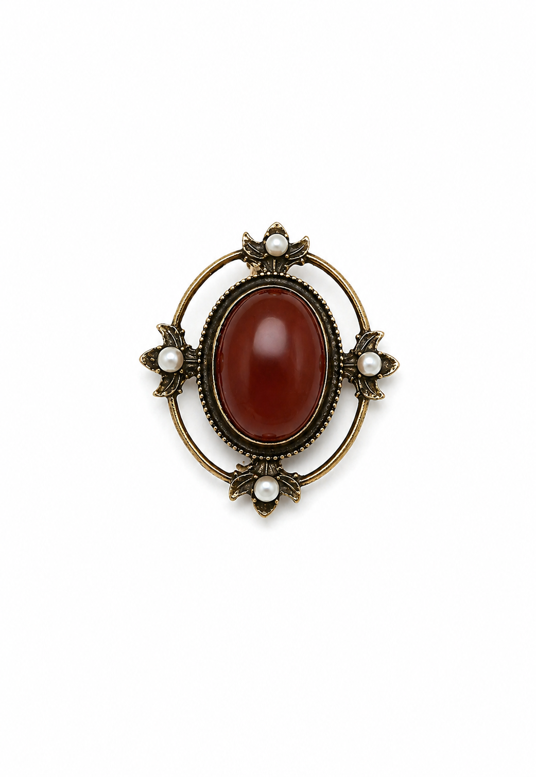 Vintage Bordo Taşlı İnci Detay Broş
-BRS3202