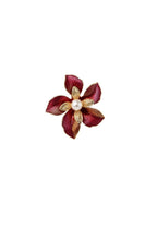 Bordo İnci Detaylı Çiçek Broş -BRS3210