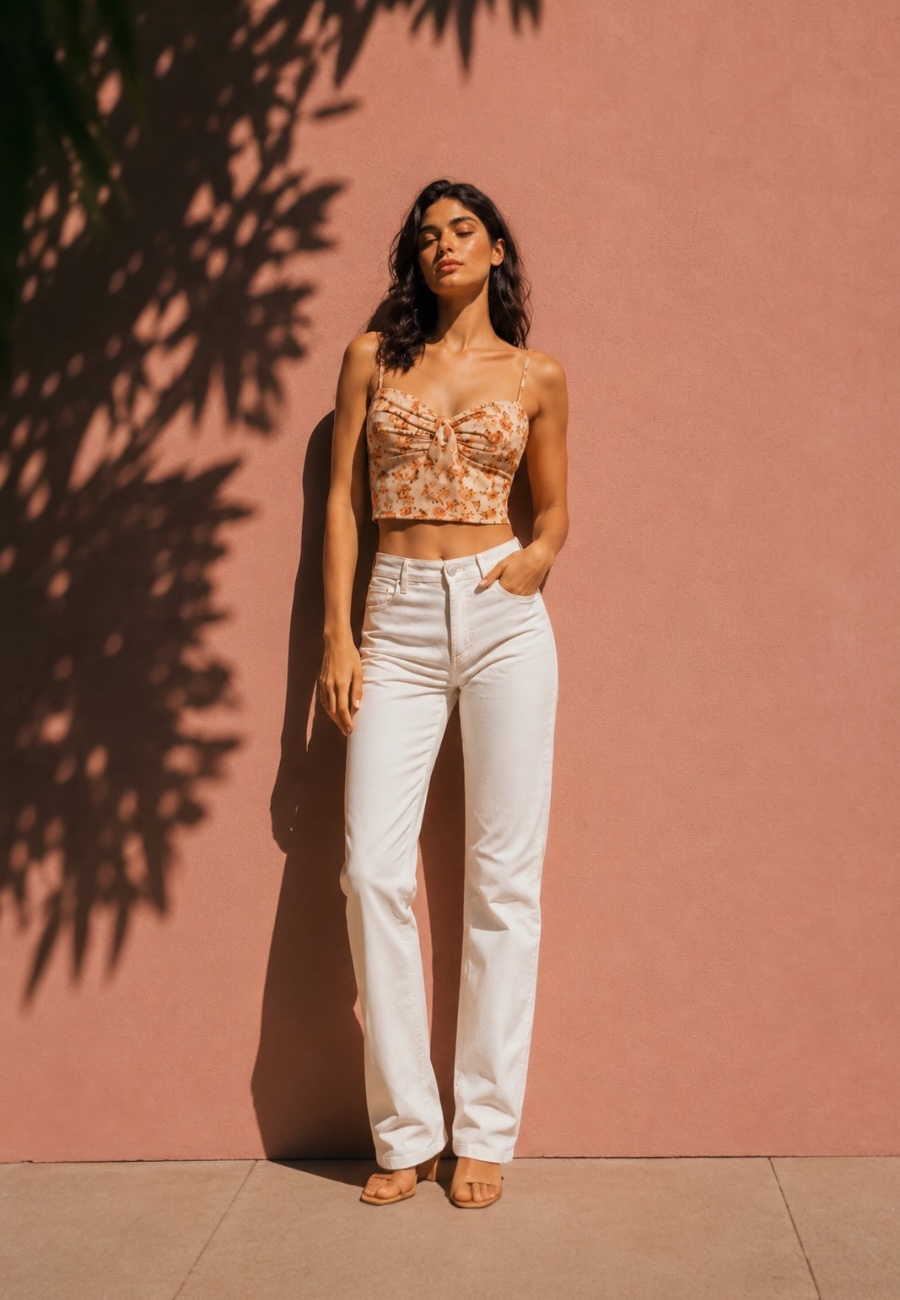 Romina Çiçek Desenli Crop Bustiyer-OR2214