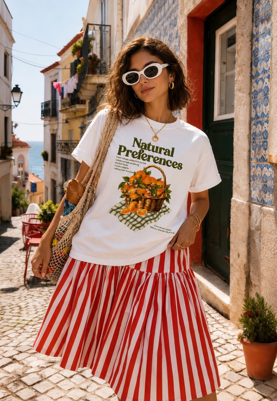 Natural Preferences Baskılı Oversize Tişört