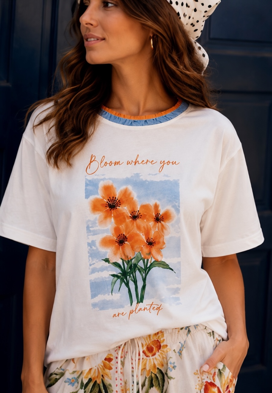 Bloom Where You Planted Baskılı Tişört