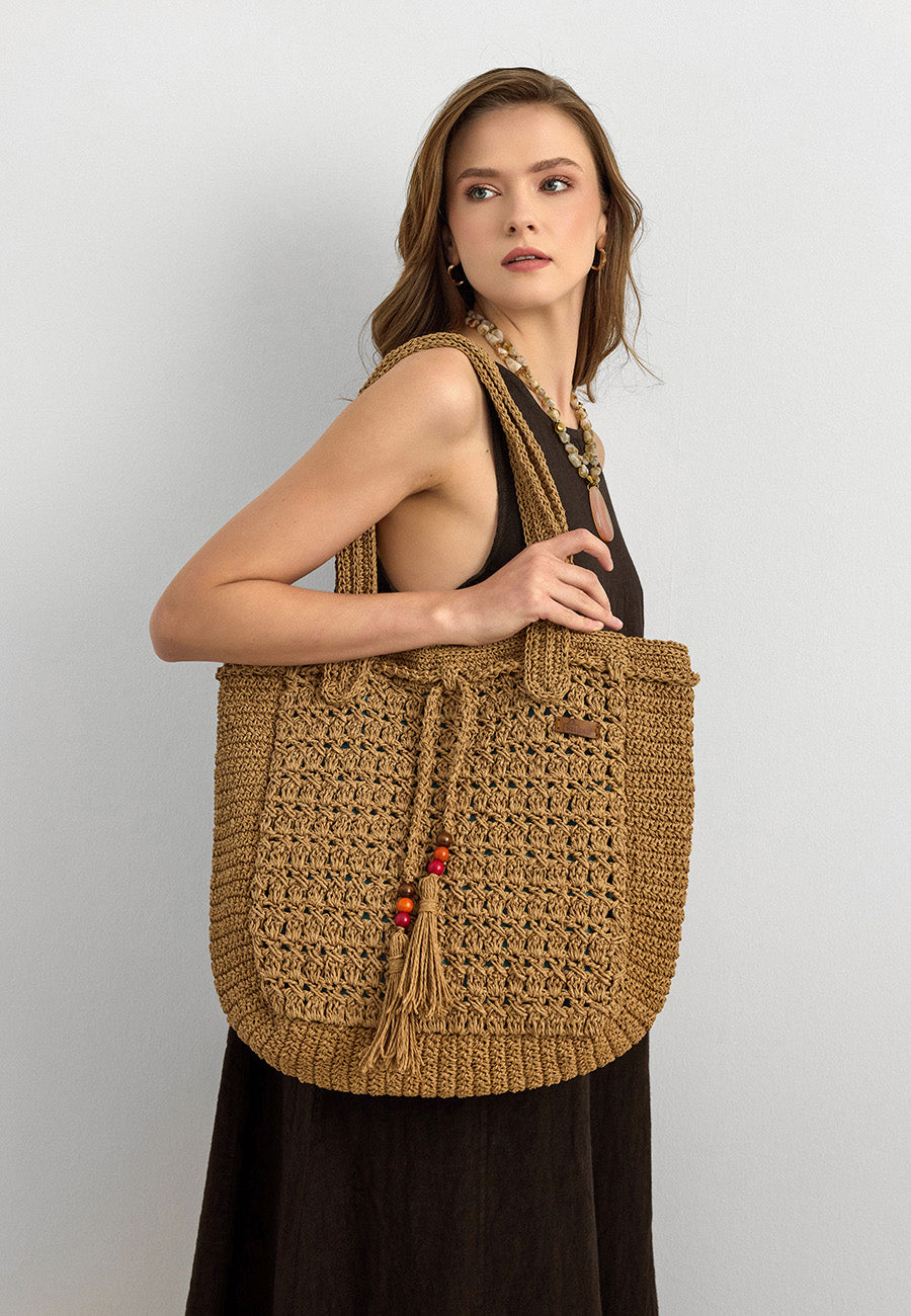 Galway Hand-Knitted Summer Hasır Çanta