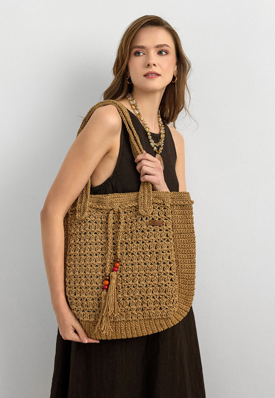 Galway Hand-Knitted Summer Hasır Çanta